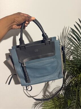 Vince Camuto Blue, Black and Gray Leather Satchel